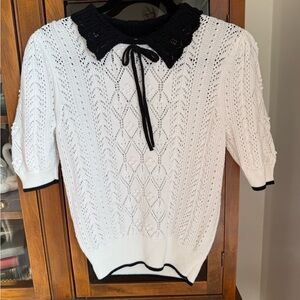LOFT Black and White Knit Top